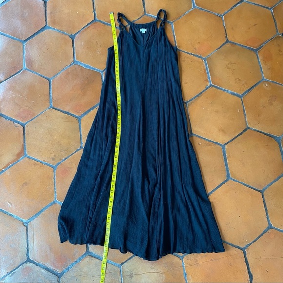 Garnet Hill Sz Medium Black Maxi Cotton Gauze Boho Sundress Lined Beach Comfort - Picture 7 of 9